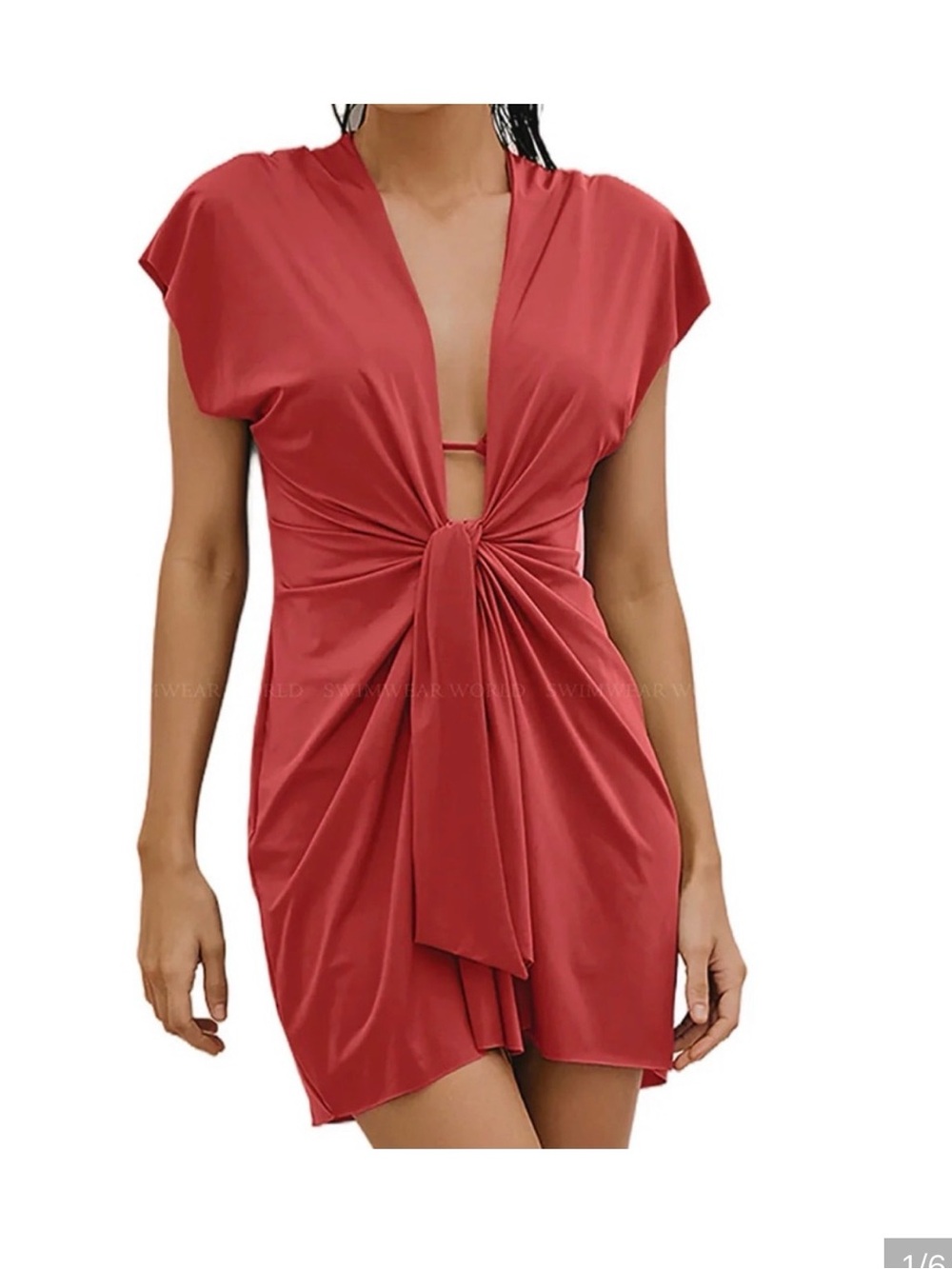 NWOT VIX Sasha Front Tie Swim Cover-Up Mini Dress